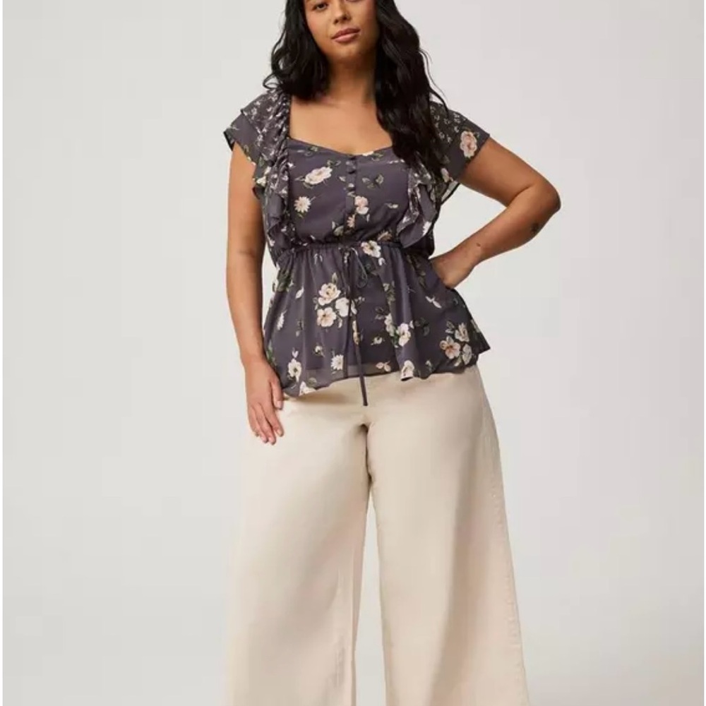 Torrid Cream Tie-Waist Pants